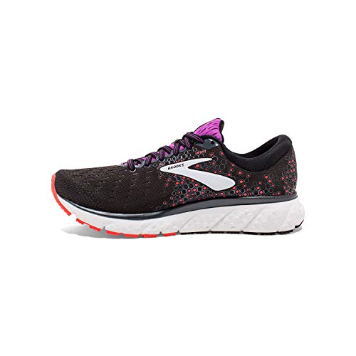 Brooks Womens Glycerin 17 Running Shoe - Black/Fiery Coral/Purple - D - 7.0
