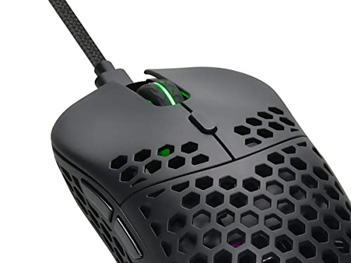 Monoprice Hyper-K Wireless Ultralight Gaming Mouse - PixArt Optical Sensor, Offers 6 Programmable DPI Settings - Dark Matter
