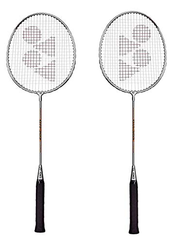 Yonex GR 303 Badminton Racket 2018 Professional Beginner Practice Racquet with Face Cover Steel Shaft - Pack of 2