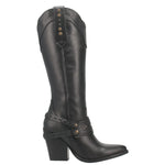 Dingo Women's Masquerade Hardness Studded Western Tall Boot Snip Toe Black 7 M