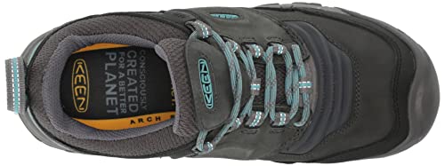 KEEN Women's Ridge Flex Low Height Waterproof Hiking Boots, Raven/Porcelain, 8