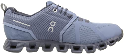 On Men's Cloud 5 Waterproof Sneakers, Metal/Navy, Blue, 7 Medium US