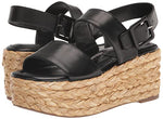 Marc Fisher LTD Women's PATRYCE Espadrille Wedge Sandal, Black 001, 7