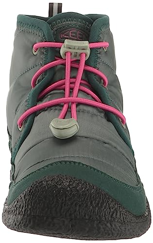 KEEN Howser 2 Quilted Mid Height Waterproof Comfy Durable Chukka Boots, Dark Forest/Fuchsia Purple, 3 US Unisex Big Kid