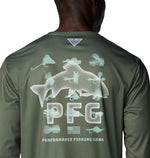 Columbia Men's Terminal Tackle PFG Bait Jumper Long Sleeve, Cypress/New Mint Bait Jumper Fresh, X-Small