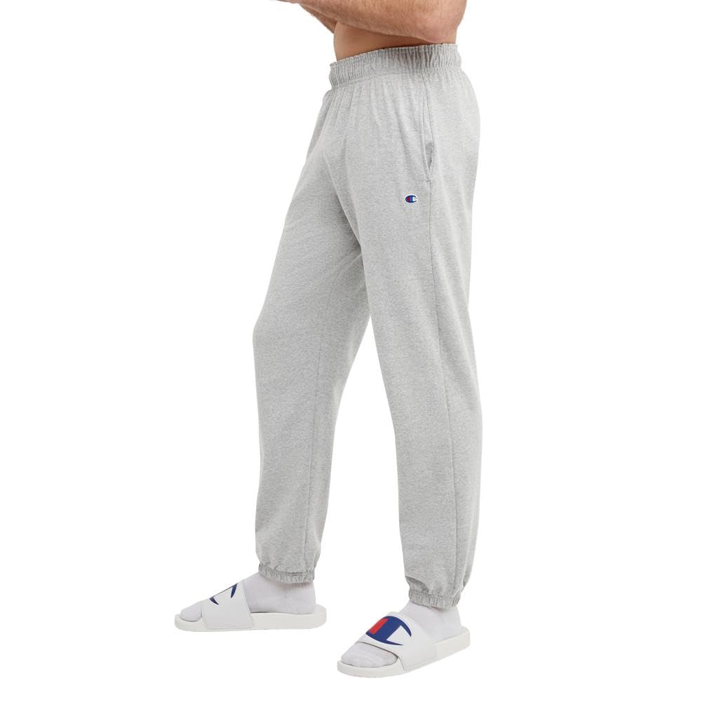 Champion Men's Everyday Fitted Ankle Cotton Pants, 31.5" Inseam, Cotton Knit Pants Left Hip "C" Logo, Cotton Warm-Up Pants