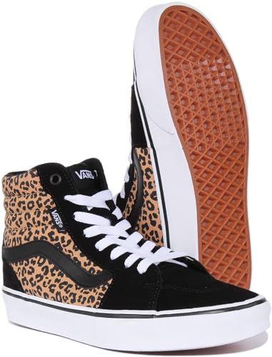 Vans Women's Hi-Top Trainers Sneaker, Cheetah Black White, 9.5