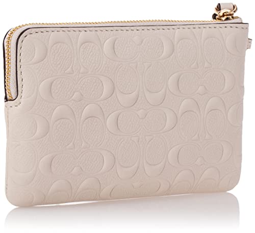Coach Boxed Corner Zip Wristlet with 2 Detachable Charms (IM/Chalk Embossed)