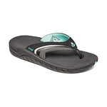 Reef Women's Sandals, Girls Slap 3, Black/Black/Aqua, 10