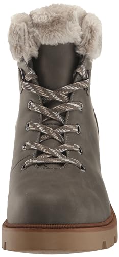 EVANS Women's Bella Winter Lace Up Faux Leather Boot Fashion, Taupe, 8 Wide