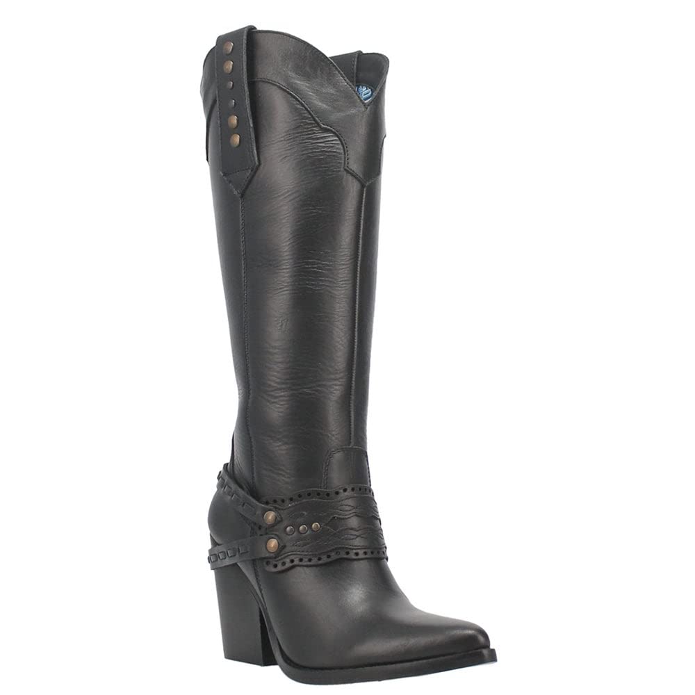 Dingo Women's Masquerade Hardness Studded Western Tall Boot Snip Toe Black 7 M