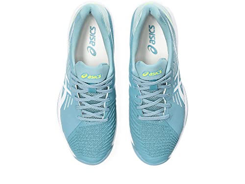 ASICS Women's Solution Swift FlyteFoam Tennis Shoes, 9, GRIS Blue/White