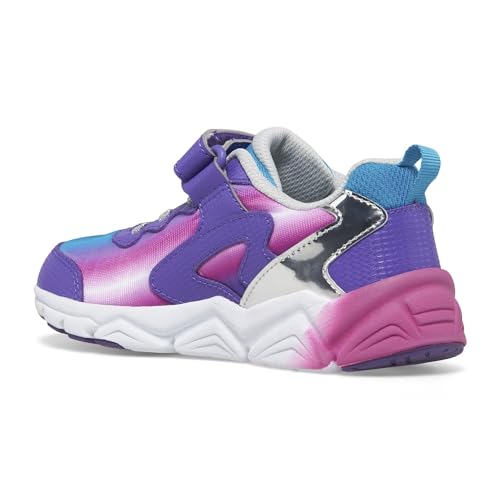 Saucony Flash Alternative Closure 3.0 Sneaker, Teal/Purple/Chrome, 13 US Unisex Little Kid