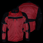 Xelement XS8161 Men's 'Venture' All Season Black with Red Tri-Tex and Mesh Motorcycle Rider Jacket with X-Armor - Medium