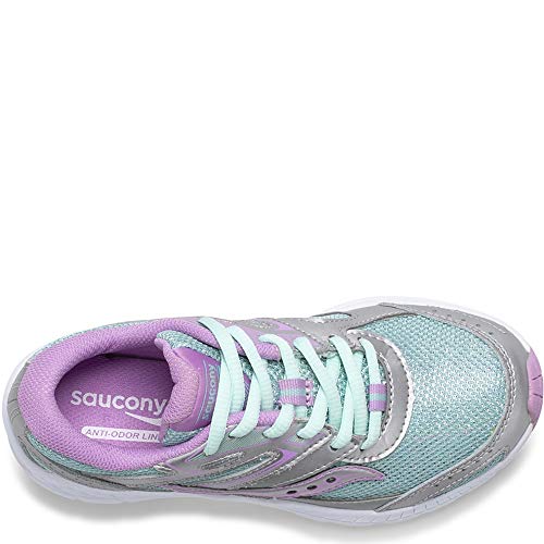 Saucony Cohesion 13 LTT Sneaker, Silver/Turquoise, 12 Wide US Unisex Big_Kid