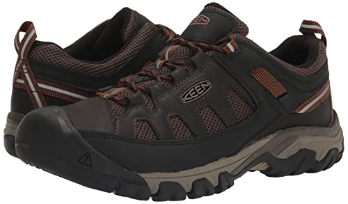 KEEN Men's Targhee Vent Low Height Breathable Hiking Shoes, Black Olive/Golden Brown, 9.5