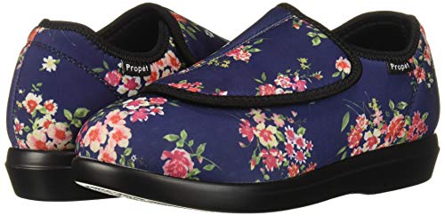 Propet Women's Cush 'N Foot Slipper, Navy Blossom, 10 X-Wide