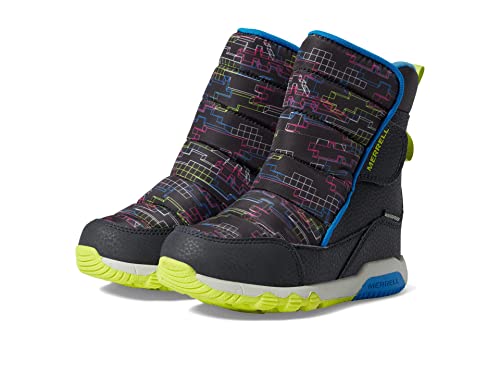 Merrell Free Roam Puffer Waterproof Snow Boot, Carbon/Multi, 12 US Unisex Big Kid