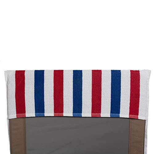 DII Stripe Beach Lounge Chair Towel with Fitted Top Pocket, 26x82, Red, White, Blue