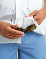 HUK Men's Standard Diamond Back Solid Short Sleeve Button, Fishing Shirt, White