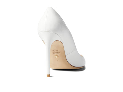 Stuart Weitzman Womens Stuart 100 Scallop Pump White 8 B