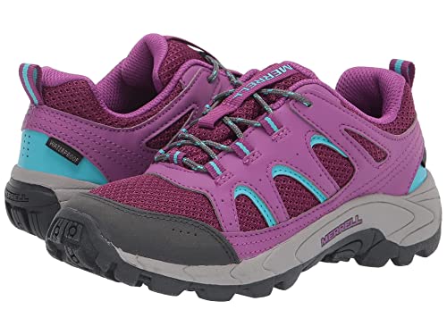 Merrell Oakcreek Low Lace WTRPF Hiking Sneaker, Paloma/Berry, 6.5 US Unisex Big Kid