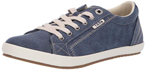 Taos Star Women's Sneaker - Iconic Style with Canvas Design for Everyday Adventures - Custom Fit Lacing and Removable Footbed with Arch Support for All Day Comfort Blue Wash Canvas 9.5 W US