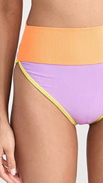 Beach Riot Women's Emmy Bikini Bottoms, Sundazed Color Block, Purple, L