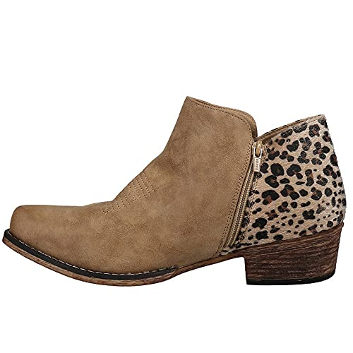 ROPER Sedona Tan Faux Leather Vamp/Leopard Print Heel 5 M