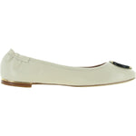 Tory Burch Womens Multi Logo Elastic Ballet Leather Round Toe Ballet Flats 6.5 Rice Paper