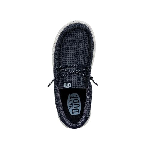 Hey Dude Boy's Wally-Youth Sport Mesh Navy Size 2 | Youth's Shoes | Youth Slip-on Loafers | Comfortable & Light-Weight