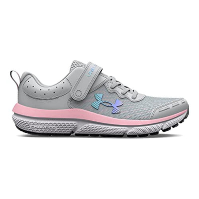 Under Armour Girls' Pre School Assert 10 Alternate Closure, (100) Halo Gray/Pink Sugar/Iridescent, 12K, US