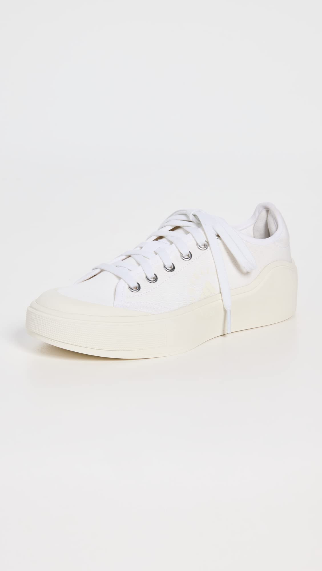 adidas by Stella McCartney Women's Court Sneakers, White/White/Off White, 9 Medium US