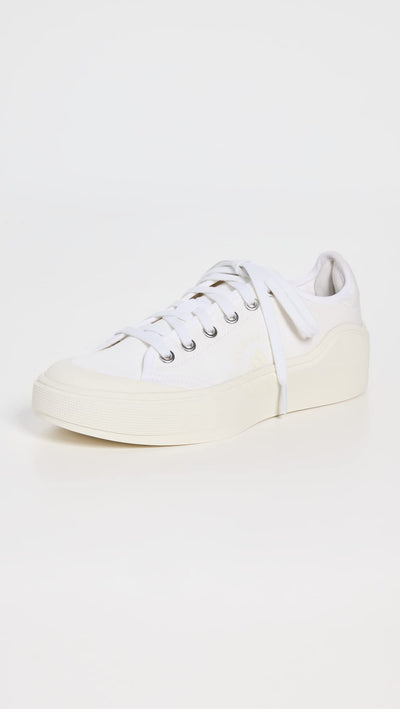 adidas by Stella McCartney Women's Court Sneakers, White/White/Off White, 9 Medium US