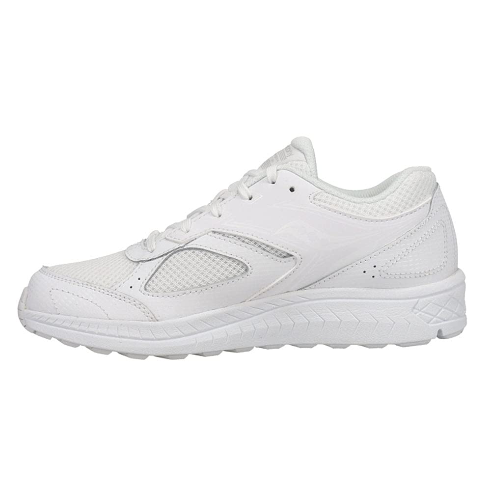 Saucony Cohesion 14 LACE to Toe Running Shoe, White, 4 Wide US Unisex Big_Kid