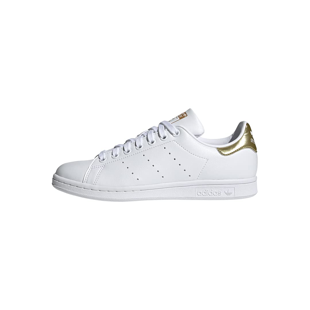 adidas Originals Women's Stan Smith (End Plastic Waste) Sneaker, White/White/Gold Metallic, 6