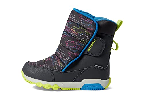 Merrell Free Roam Puffer Waterproof Snow Boot, Carbon/Multi, 12 US Unisex Big Kid