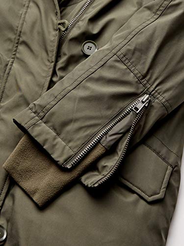 S13 Women's Luxe Alaska Long Down Parka with Faux Fur Hood, army/ natural, Small