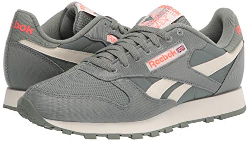 Reebok unisex adult Classic Leather (Ree)cycle Sneaker, Harmony Green/Classic White/Orange Flare, 10.5 Women 9 Men US