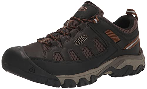 KEEN Men's Targhee Vent Low Height Breathable Hiking Shoes, Black Olive/Golden Brown, 9.5