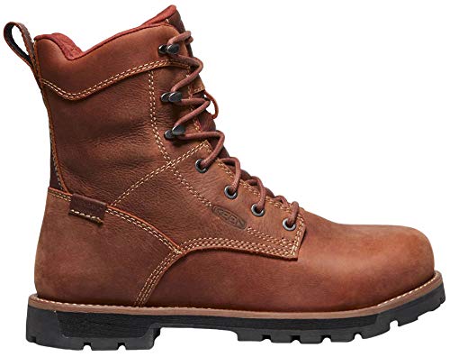 KEEN Utility Women's Seattle 8” Alloy Toe Waterproof Work Boots, Gingerbread/Black, 6.5