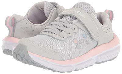 Under Armour Girls' Pre School Assert 10 Alternate Closure, (100) Halo Gray/Pink Sugar/Iridescent, 12K, US