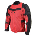 Xelement XS8161 Men's 'Venture' All Season Black with Red Tri-Tex and Mesh Motorcycle Rider Jacket with X-Armor - Medium