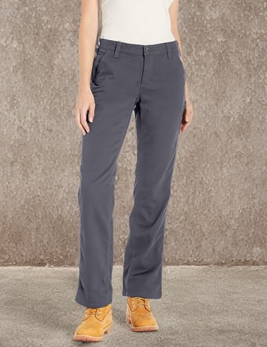Carhartt womens Rugged Flex Loose Fit Canvas Fleece-lined Pants, Coal, 6 Short US