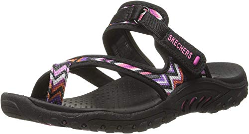 Skechers Women's Reggae-Zig Swag Flip-Flop, Black, 9.5 M US