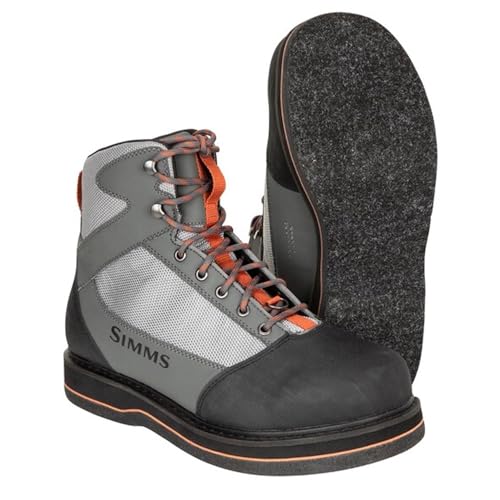 Simms Tributary Felt Sole Wading Boots - Premium Adult Felt Bottom Fishing Boots, Ideal for Stream & River Fishing with Enhanced Traction & Comfort (Striker Grey, 13)