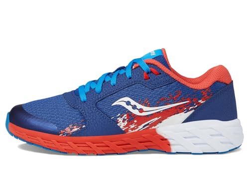 Saucony® Kids Wind 2.0 Sneakers for Kids – EVA Insole – Padded Tongue and Colar = Round Toe Cap Navy/Red/White 13 Little Kid M