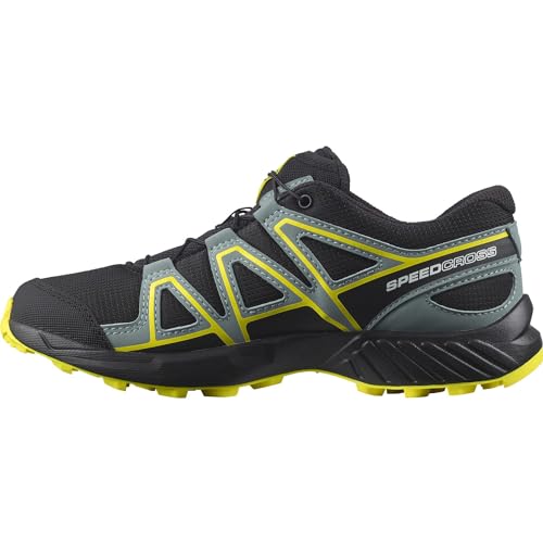 Salomon Kid's Speedcross Trail Running Shoes, Black/Black/Evening Primrose, 5 Big Kid