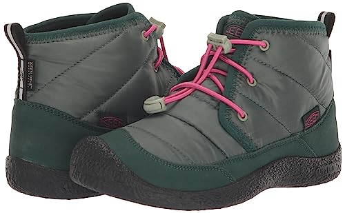 KEEN Howser 2 Quilted Mid Height Waterproof Comfy Durable Chukka Boots, Dark Forest/Fuchsia Purple, 3 US Unisex Big Kid