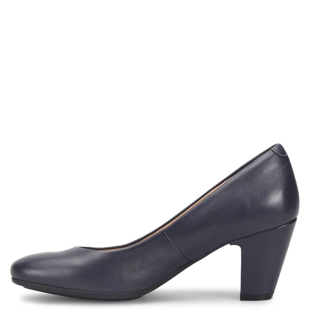 Sofft Lana Heeled Sandals for Women – Leather Lining and Upper – Microfiber Footbed – Closed Toe Style Sky Navy 8.5 M (B)